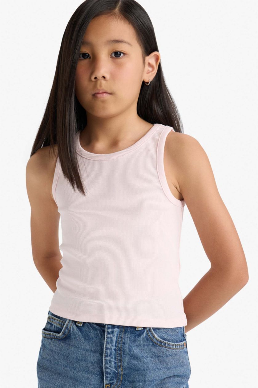 Kız Çocuk - Genç Kız Açık Pembe Bisiklet Yaka 2'li Atlet Kız Çocuk