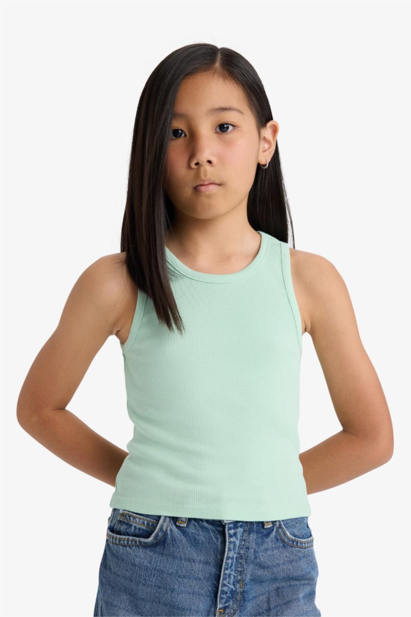 Kız Çocuk - Genç Kız Açık Pembe Bisiklet Yaka 2'li Atlet Kız Çocuk