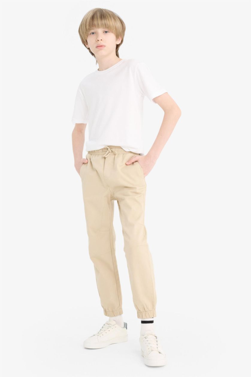 Young Boys - Teen Boys Beige Boy Elastic Leg Gabardine Joggers