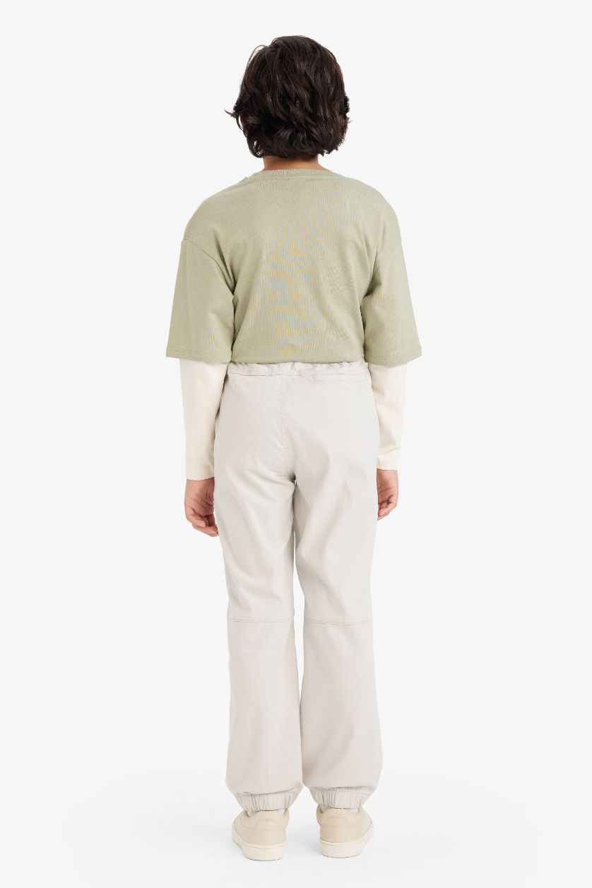 GARÇONS Gris Clair Pantalon en gabardine Coupe jogger pour garçon