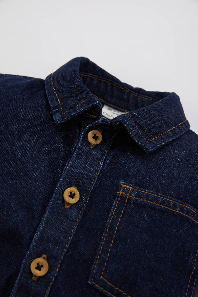 Erkek Bebek Koyu Mavi Erkek Bebek Uzun Kollu Jean Tulum