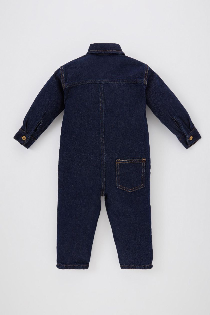 Erkek Bebek Koyu Mavi Erkek Bebek Uzun Kollu Jean Tulum