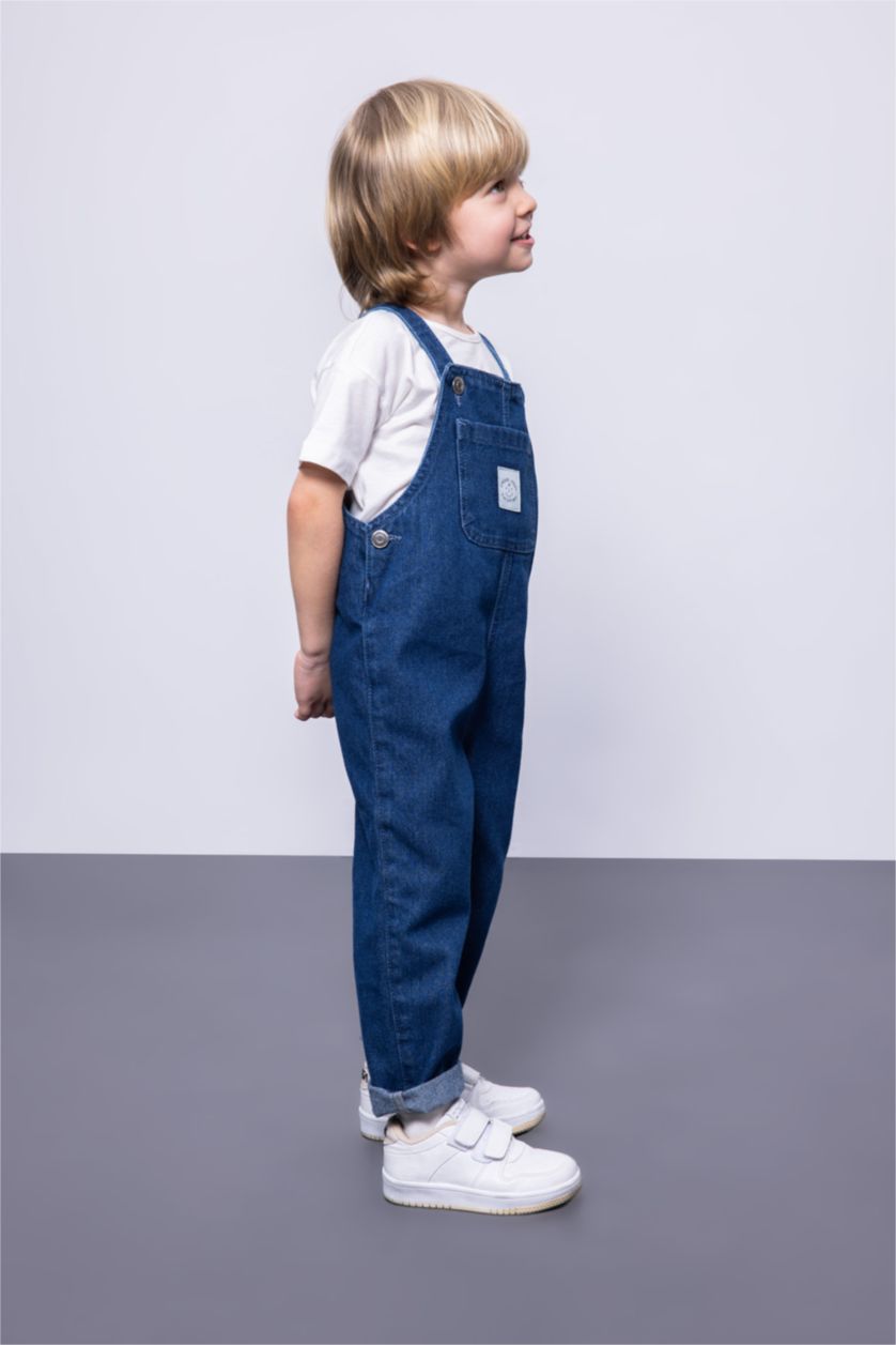 BABY BOY Blue Baby Boy Label Printed Jean Jumpsuit