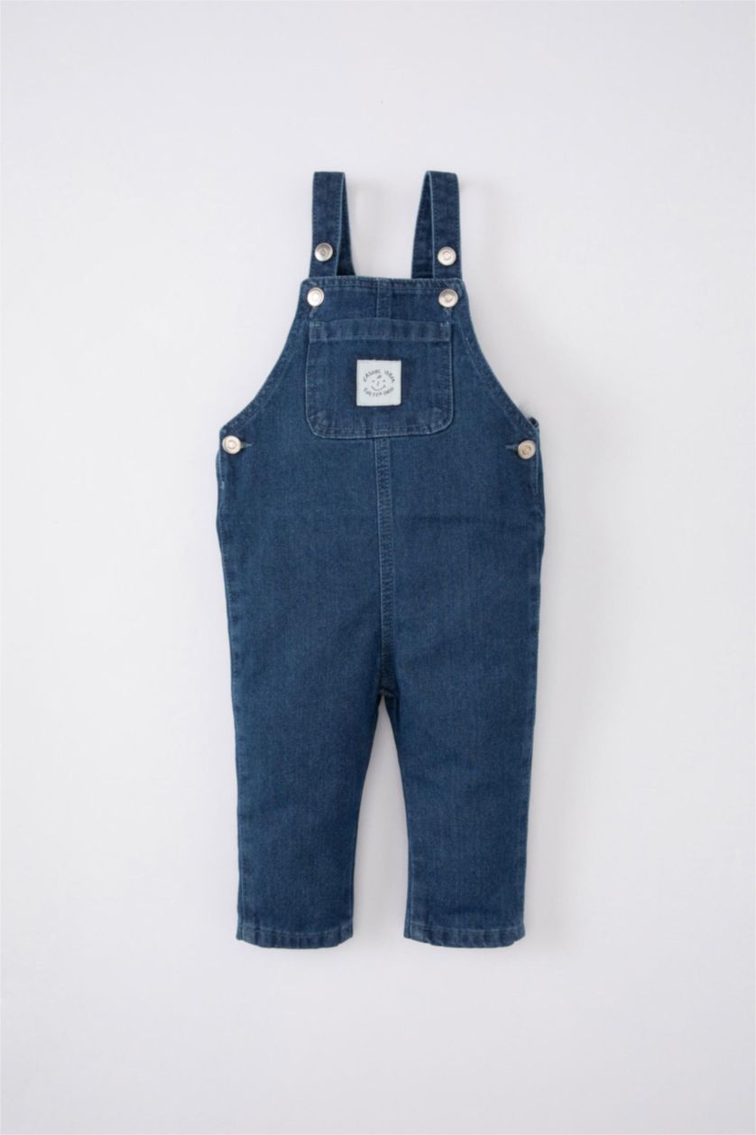 BABY BOY Blue Baby Boy Label Printed Jean Jumpsuit