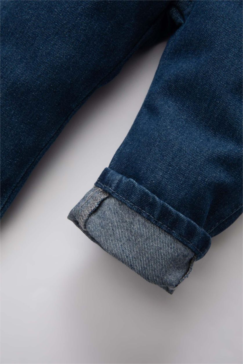 BABY BOY Blue Baby Boy Label Printed Jean Jumpsuit