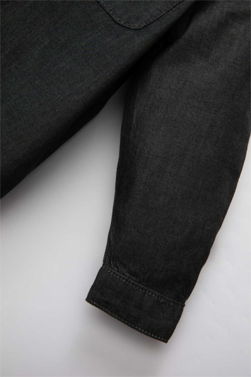 Erkek Bebek Antrasit Uzun Kollu Jean Gömlek Erkek Bebek