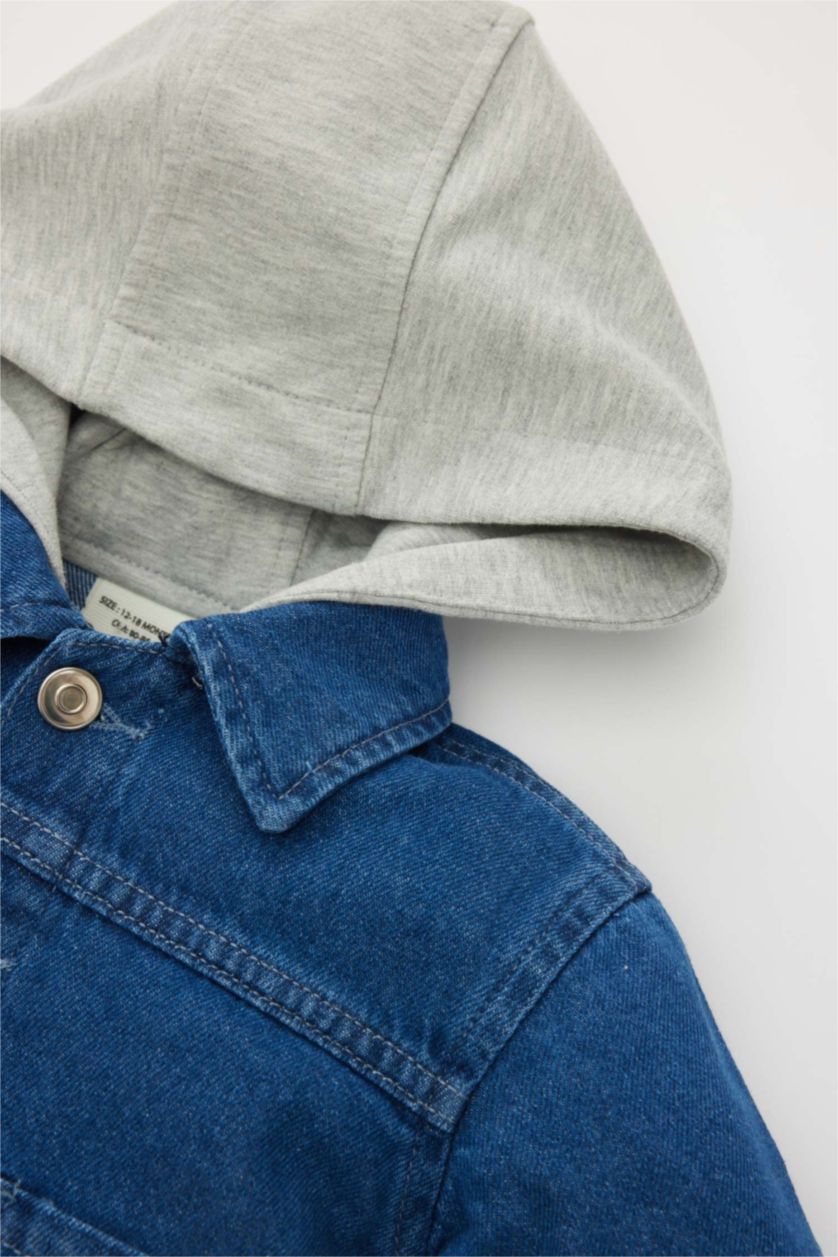 طفل صغير أزرق جاكيت جينز بيبي اولادي بكابيشون