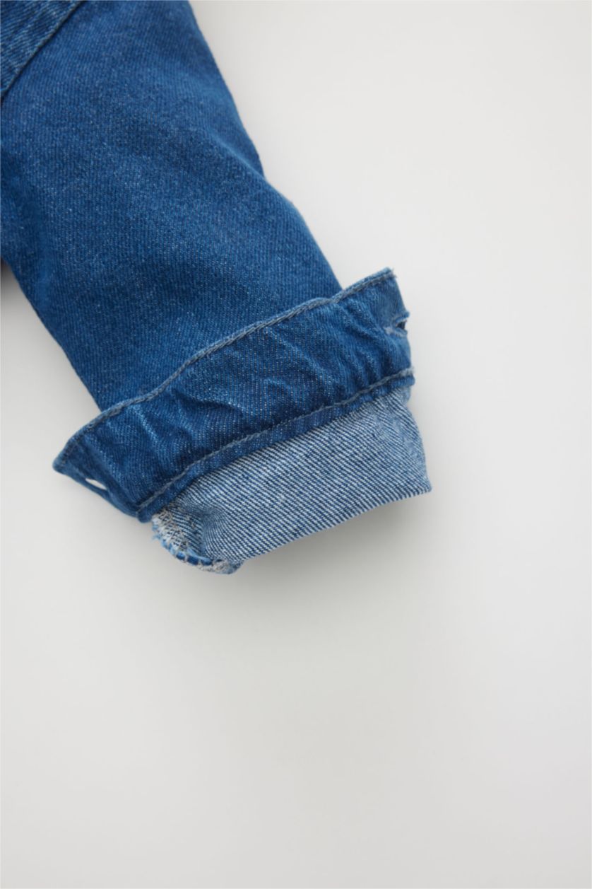 طفل صغير أزرق جاكيت جينز بيبي اولادي بكابيشون