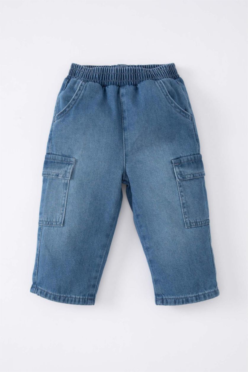 مولود ذكر أزرق بنطلون جينز ولادي قصة عادية بجيب