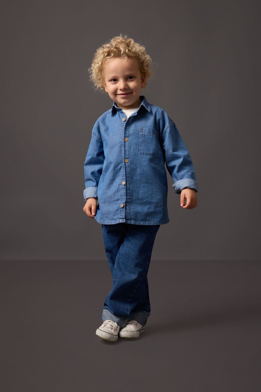 BABY BOY Light Blue Baby Boy Long Sleeve Jean Shirt