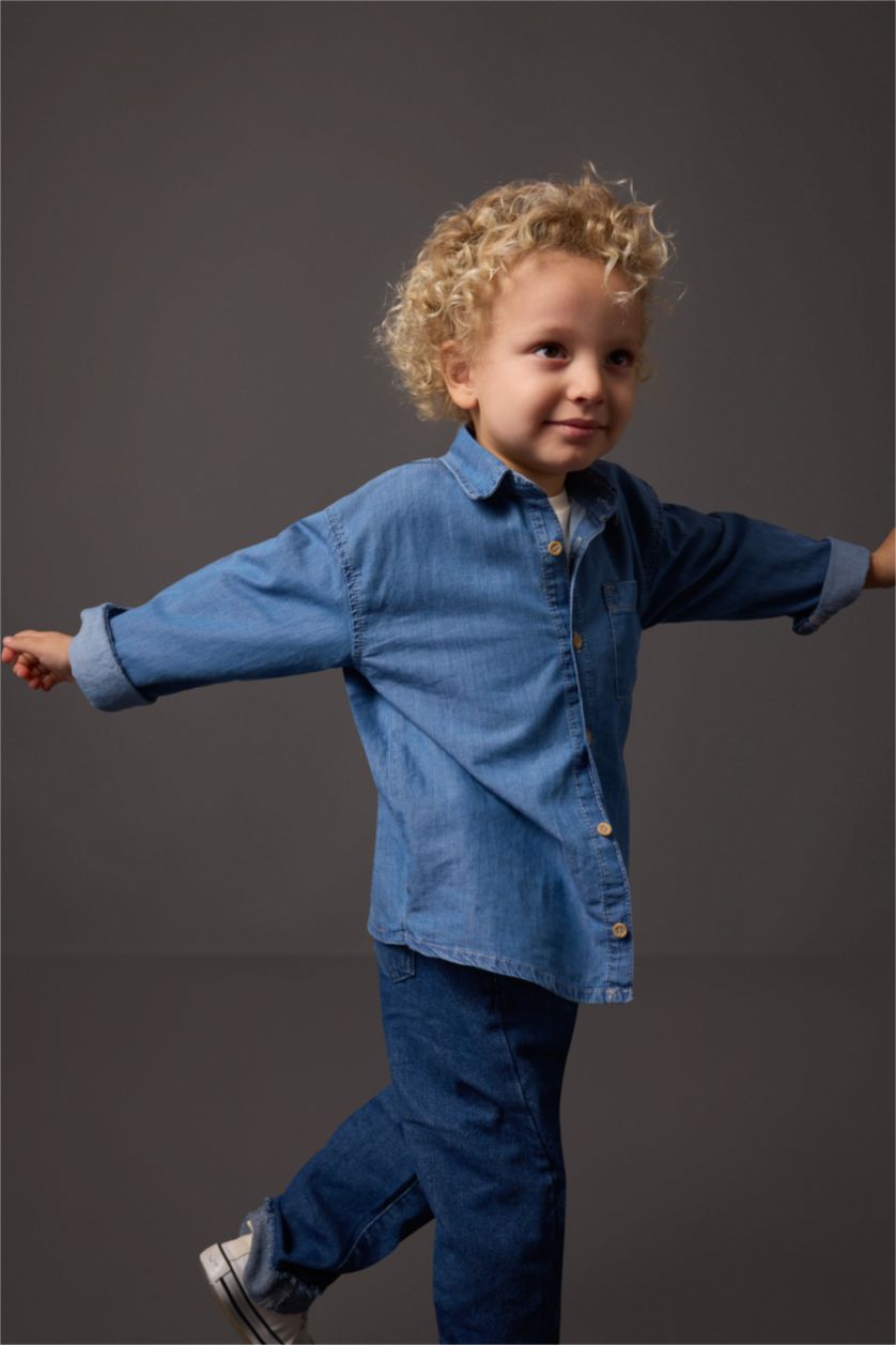BABY BOY Light Blue Baby Boy Long Sleeve Jean Shirt