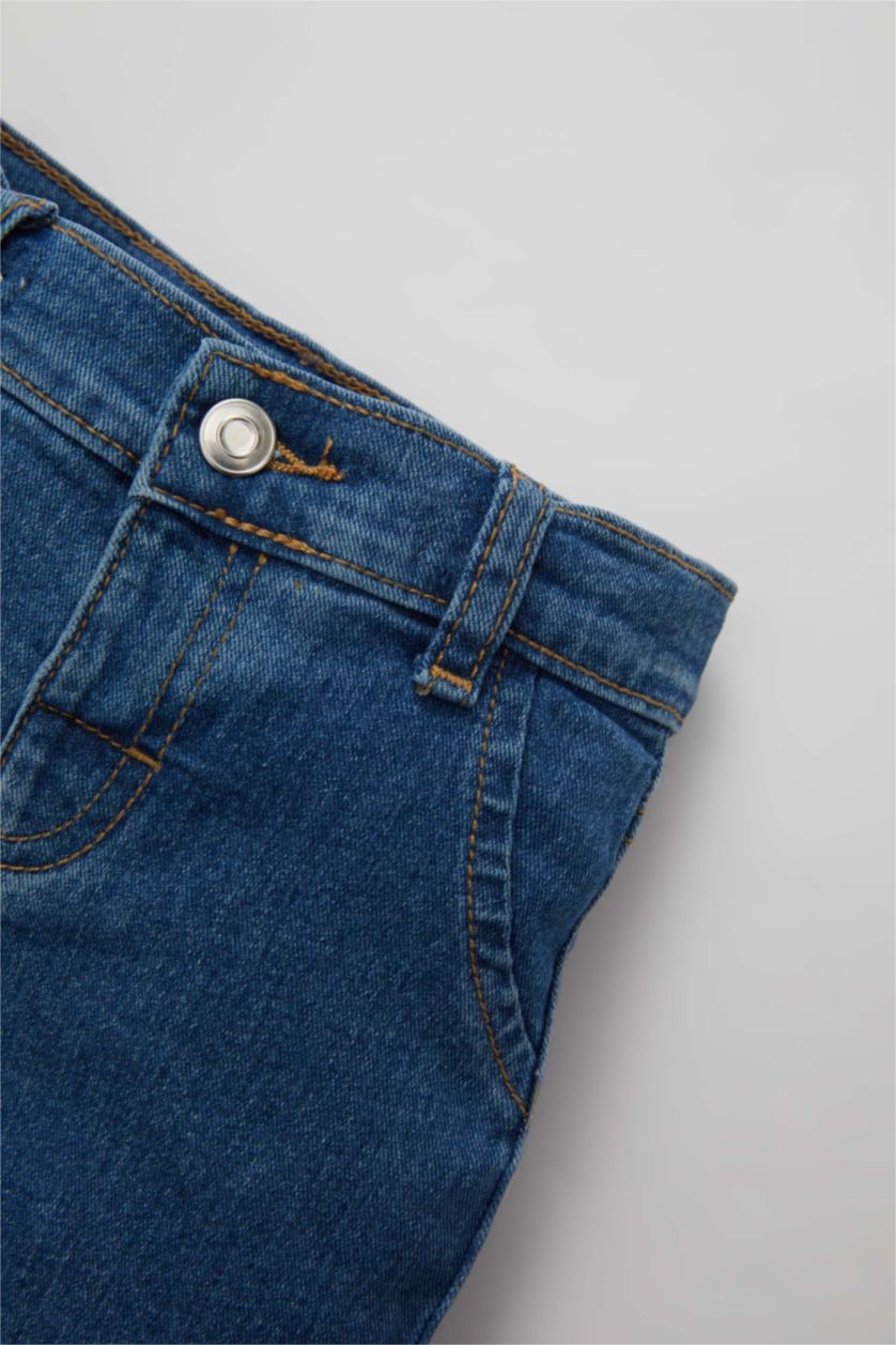 أولاد أزرق فاتح شورت جينز ولادي قصة عادية بساق مطاطي