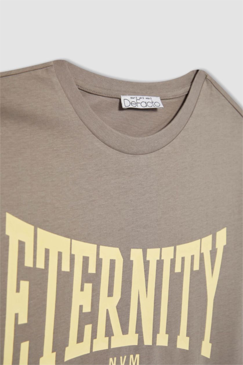 FEMME Gris Clair T-Shirt imprimé Coupe Régulière Col Ras Du Cou