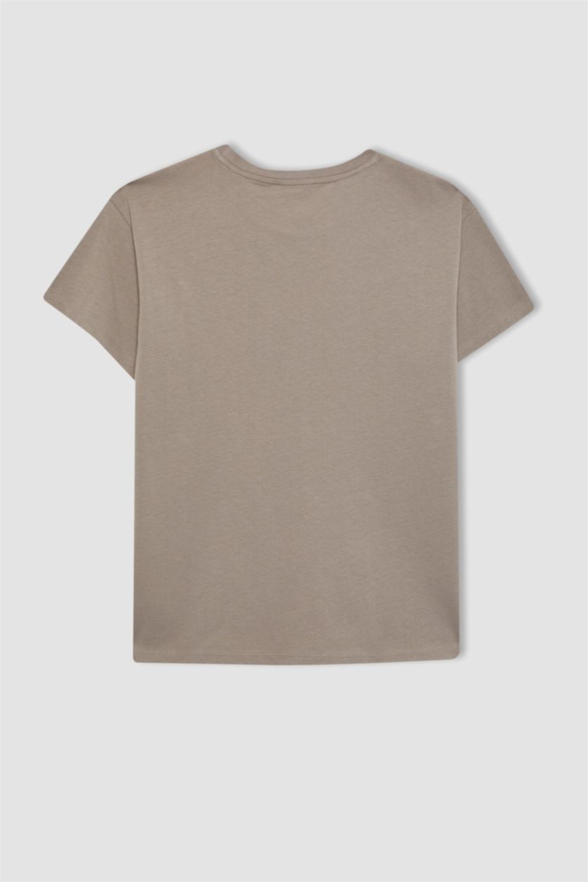 FEMME Gris Clair T-Shirt imprimé Coupe Régulière Col Ras Du Cou