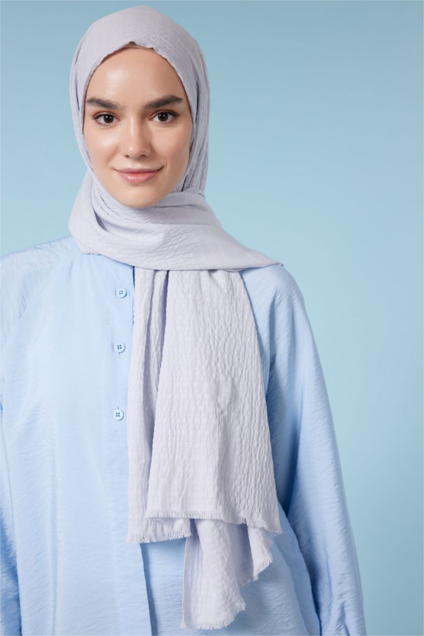 نساء رمادي فاتح شال قطن نسائي للمحجبات