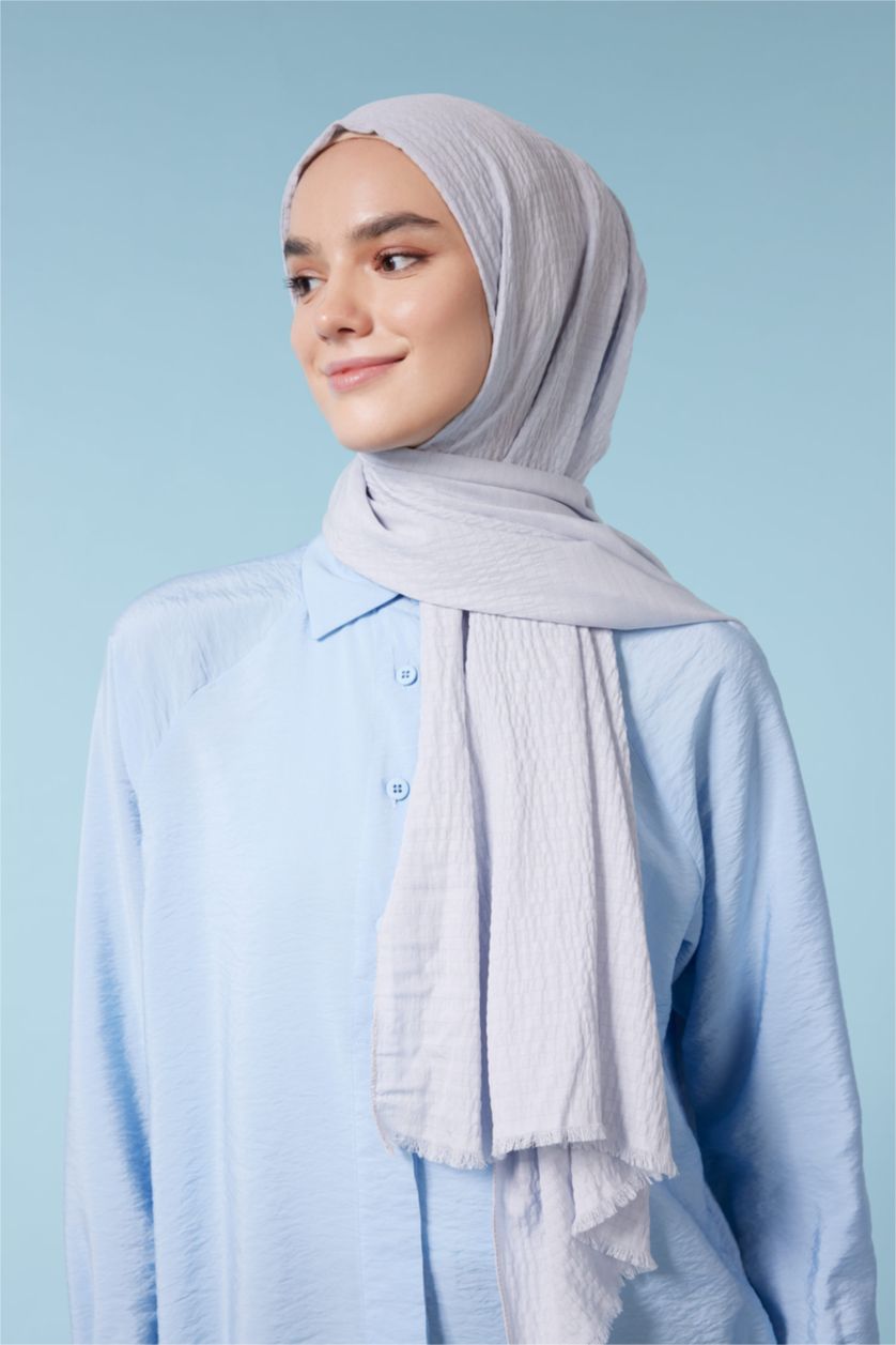 نساء رمادي فاتح شال قطن نسائي للمحجبات