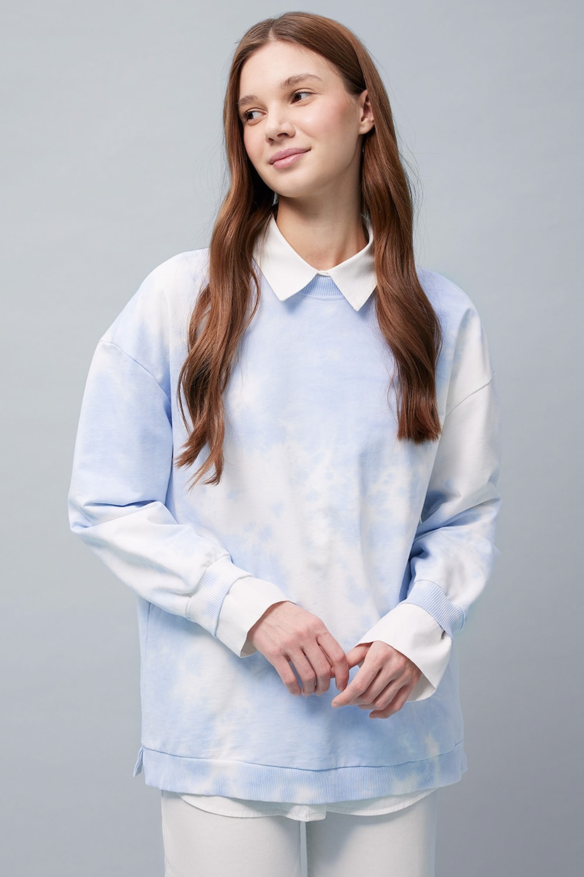 Kadın Açık Mavi Regular Fıt Sweatshirt Tunik