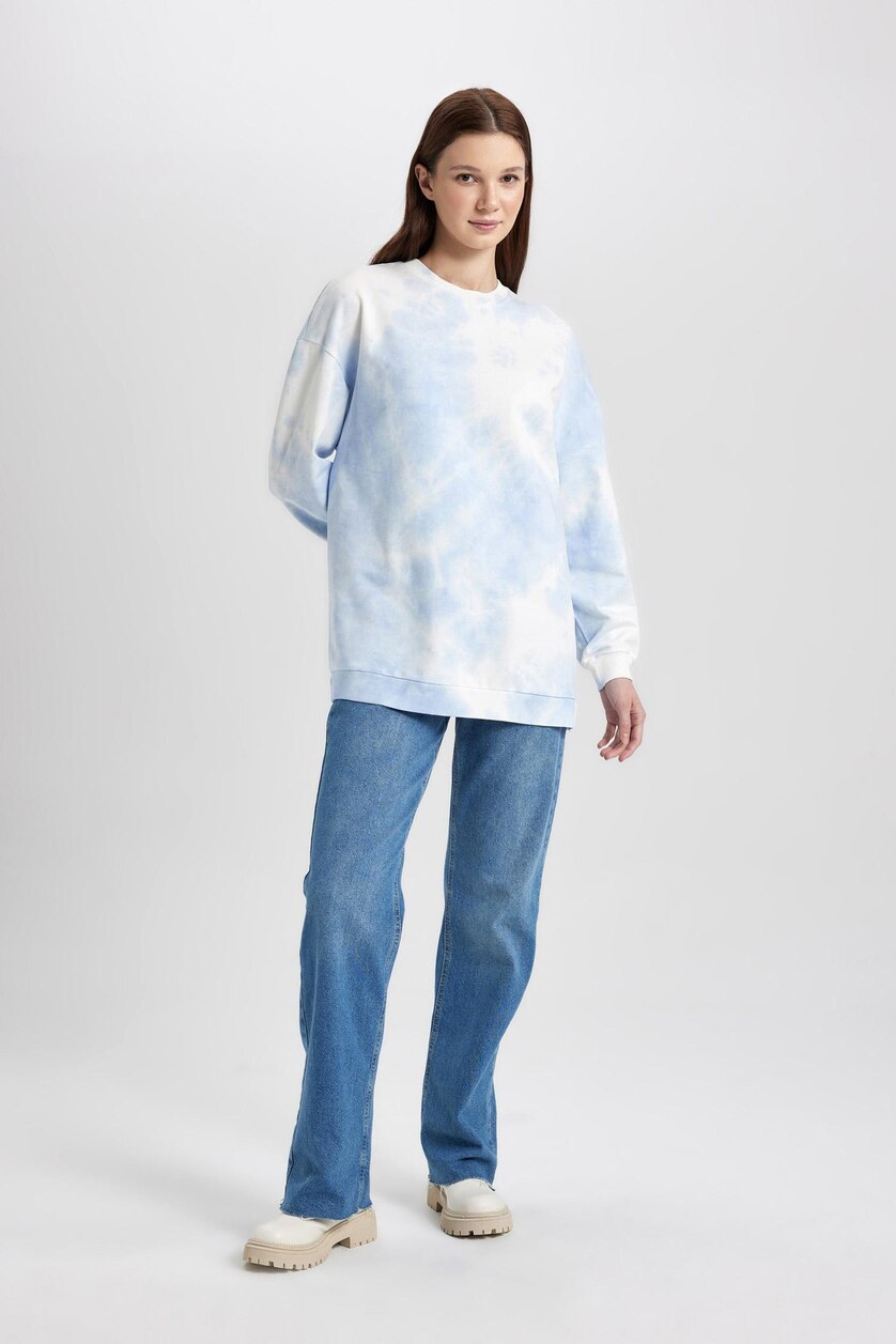 Kadın Açık Mavi Regular Fıt Sweatshirt Tunik