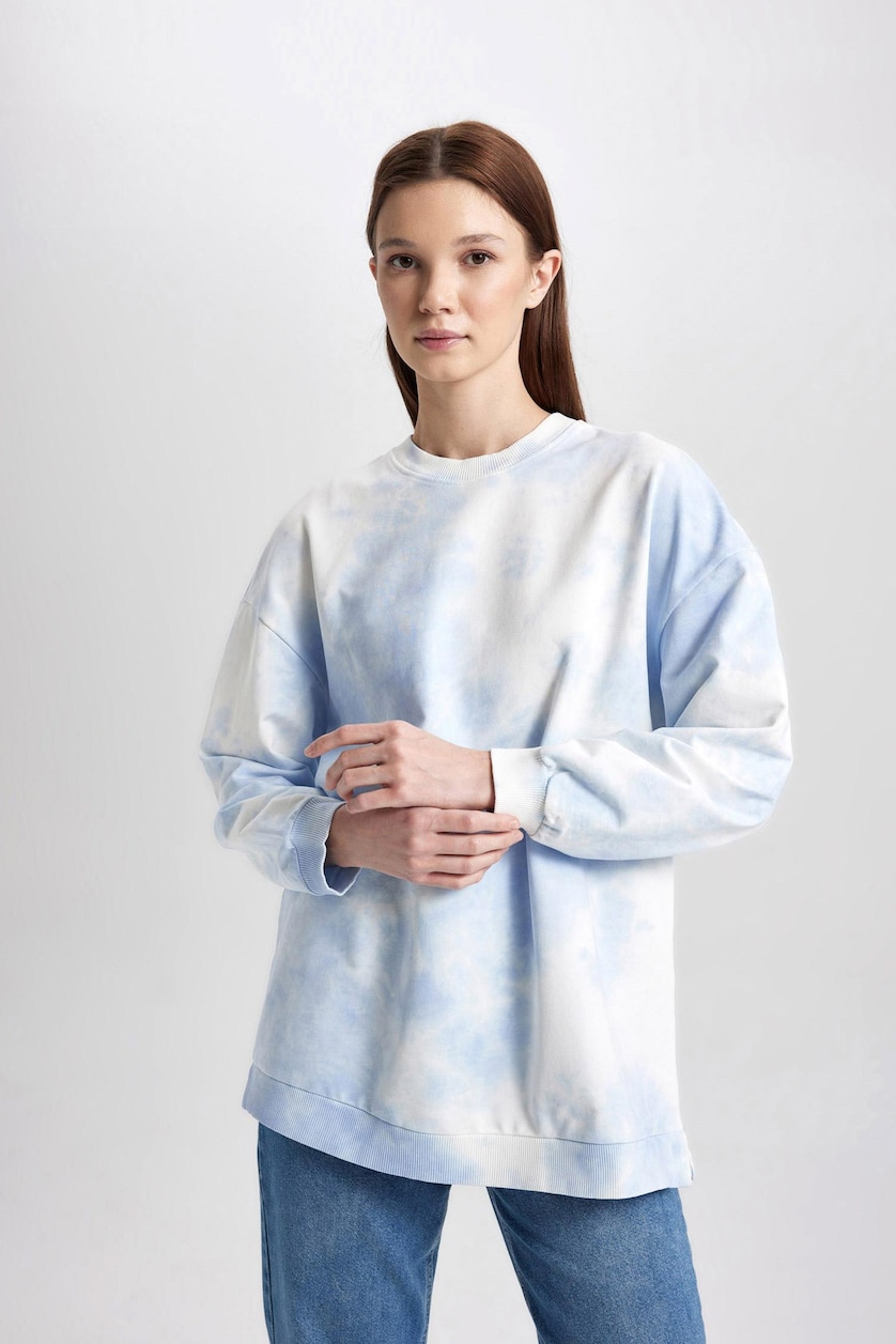 Kadın Açık Mavi Regular Fıt Sweatshirt Tunik