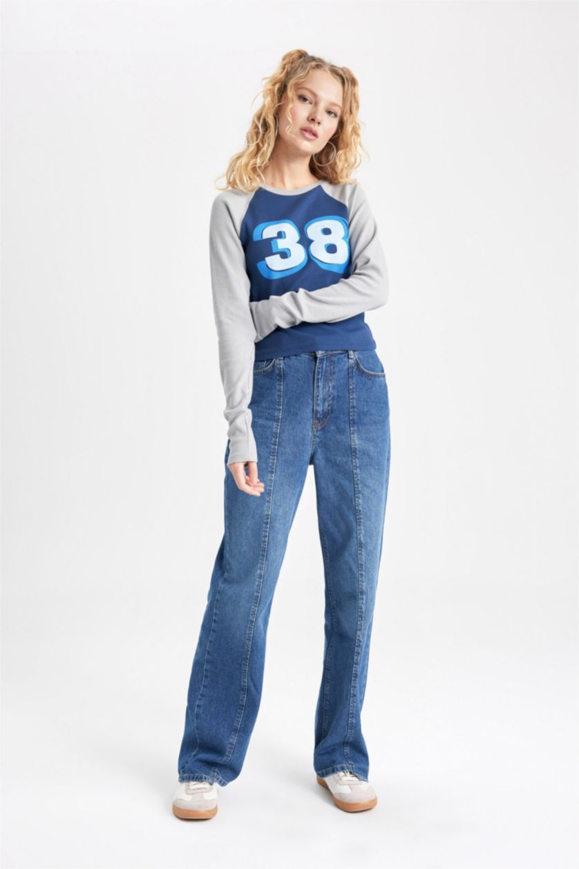 WOMAN Light Grey Fitted Corduroy Long Sleeve T-Shirt