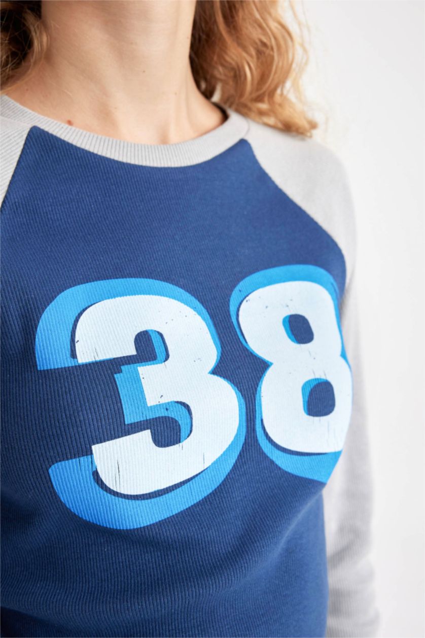 WOMAN Light Grey Fitted Corduroy Long Sleeve T-Shirt