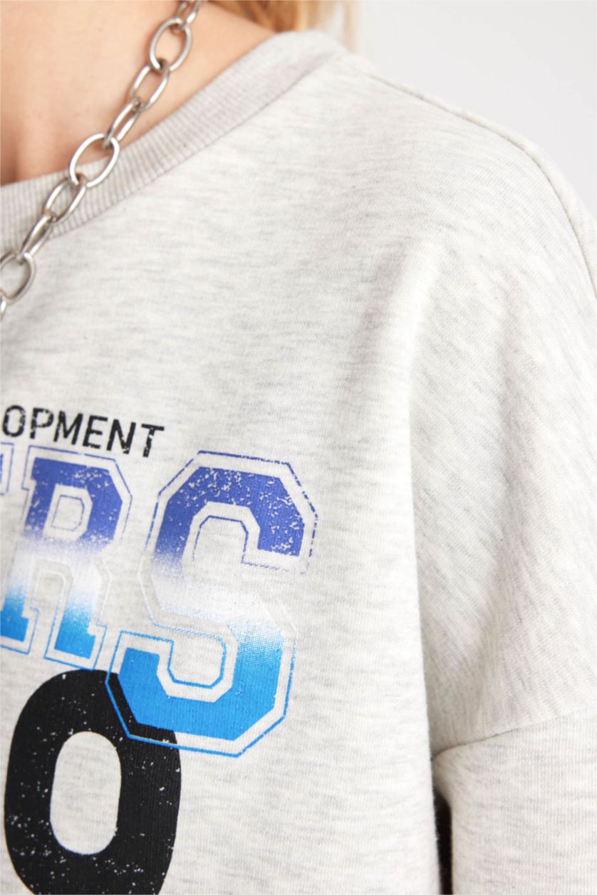 FEMME Gris Sweatshirt Coupe Oversize Col Rond