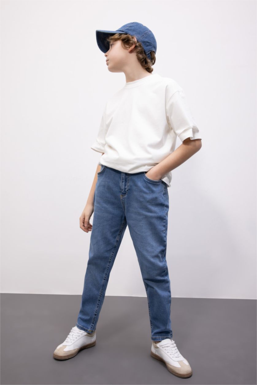 أولاد أزرق بنطلون جينز اولادي بالون فيت