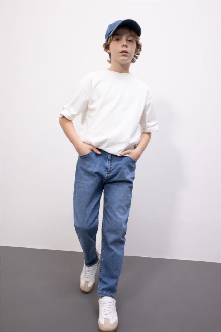 أولاد أزرق بنطلون جينز اولادي بالون فيت