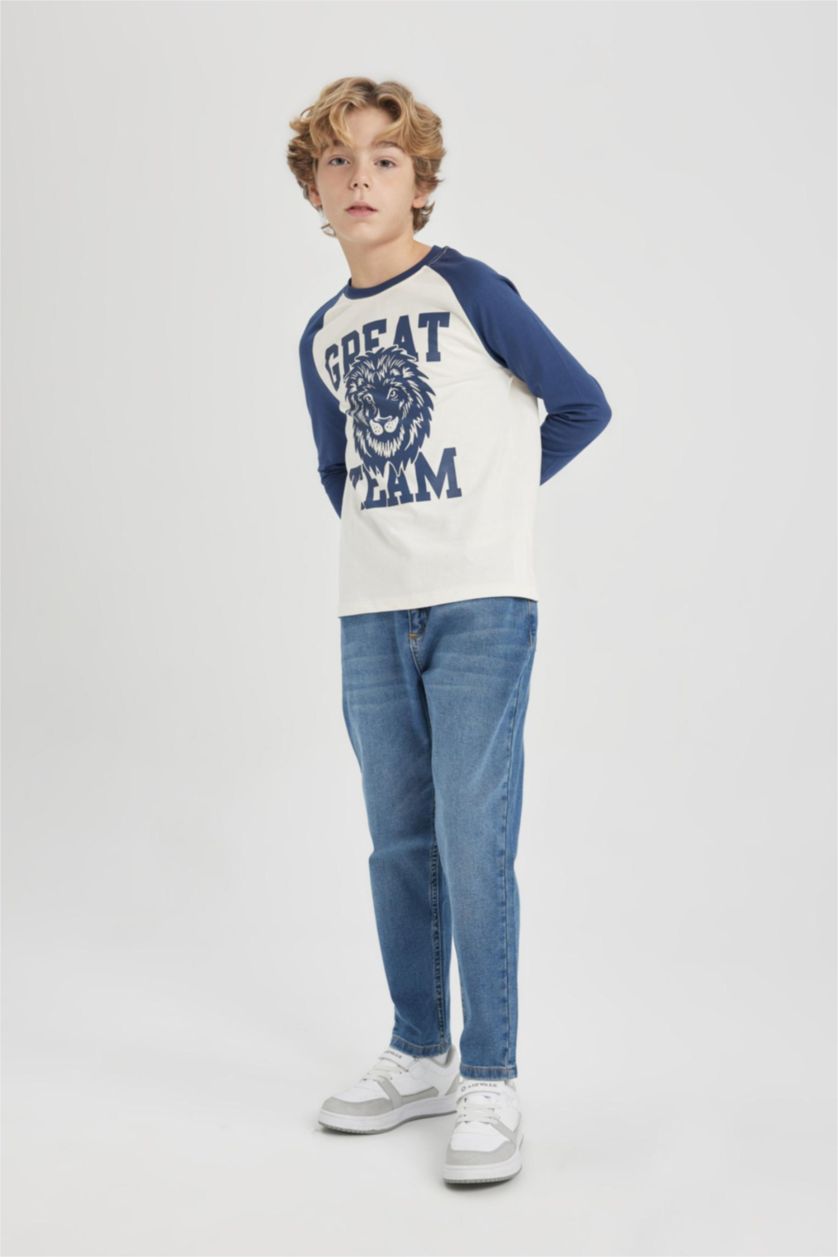 أولاد أزرق بنطلون جينز اولادي بالون فيت