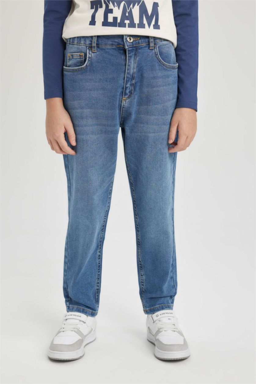 أولاد أزرق بنطلون جينز اولادي بالون فيت