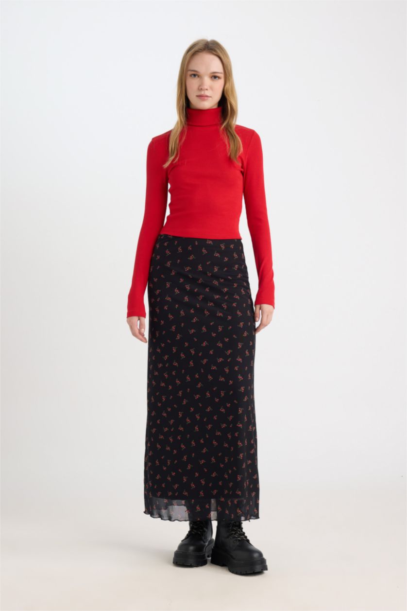 Woman Red Slim Fit Camisole Long Sleeve T-Shirt