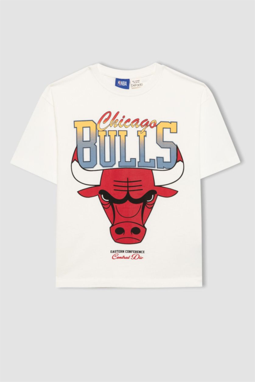 GARÇONS Écru T-Shirt Oversize à Col Montant NBA Chicago Bulls Pour Garçon