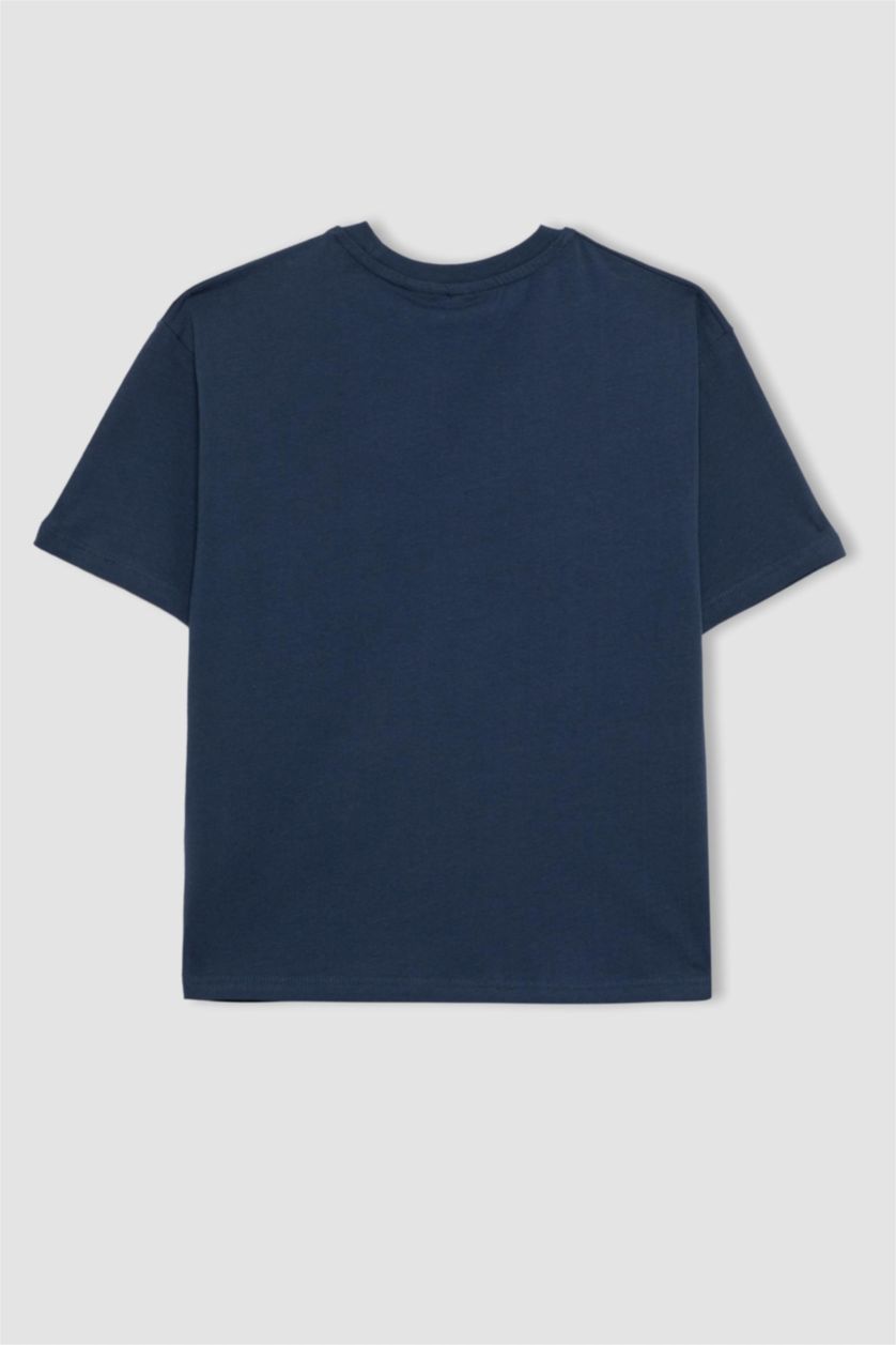 Erkek Çocuk - Genç Erkek İndigo Erkek Çocuk NBA Los Angeles Lakers Oversize Geniş Kalıp Bisiklet Yaka Kısa Kollu Tişört