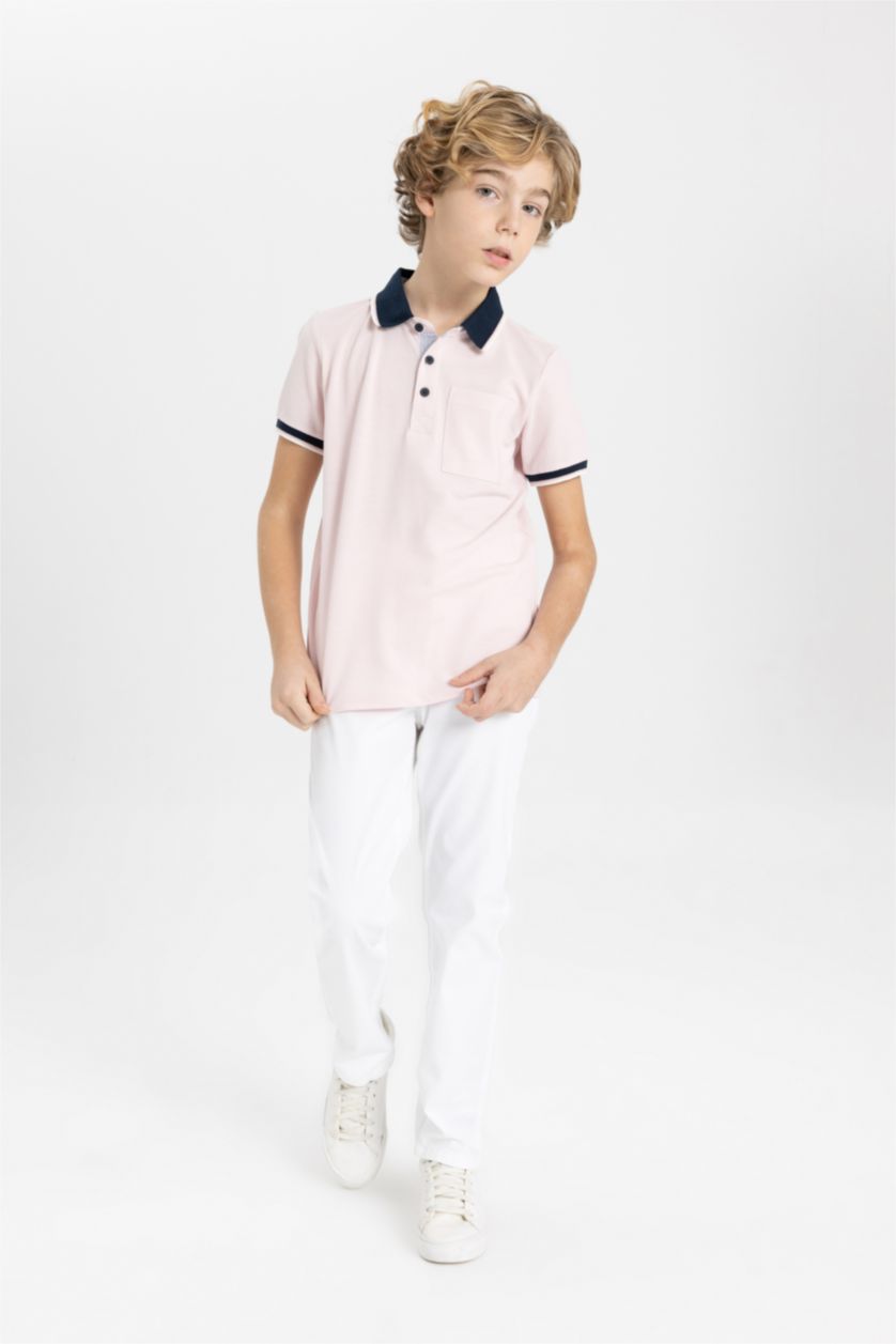BOYS & TEENS Pink Boy Pique Short Sleeve Polo T-Shirt