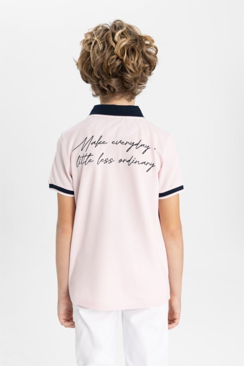 BOYS & TEENS Pink Boy Pique Short Sleeve Polo T-Shirt