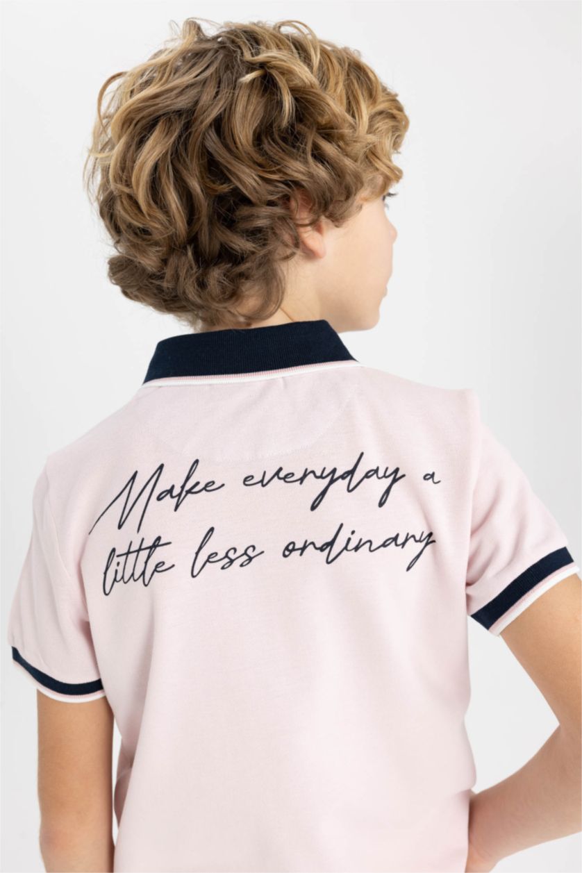 BOYS & TEENS Pink Boy Pique Short Sleeve Polo T-Shirt