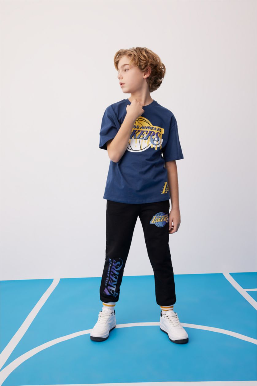 Erkek Çocuk - Genç Erkek Siyah Erkek Çocuk NBA Los Angeles Lakers Baskılı Eşofman Altı