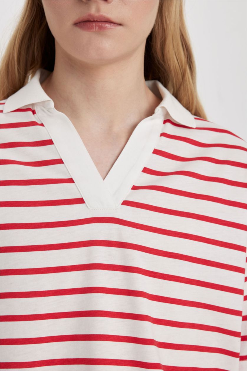 Женщины Красный Relax Fit Short Sleeve Polo T-Shirt