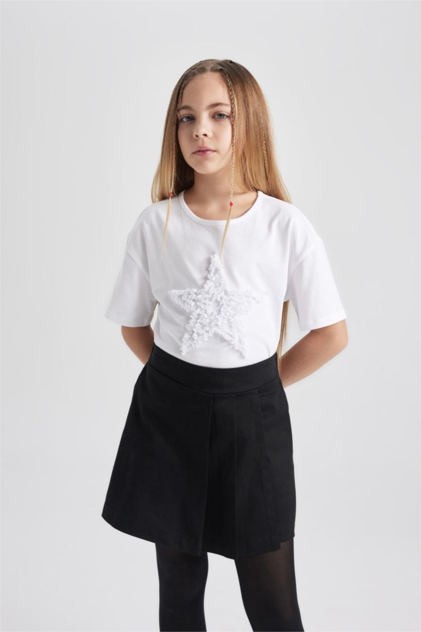 GIRLS & TEENS White Girl Relax Fit Crew Neck Short Sleeve White T-Shirt