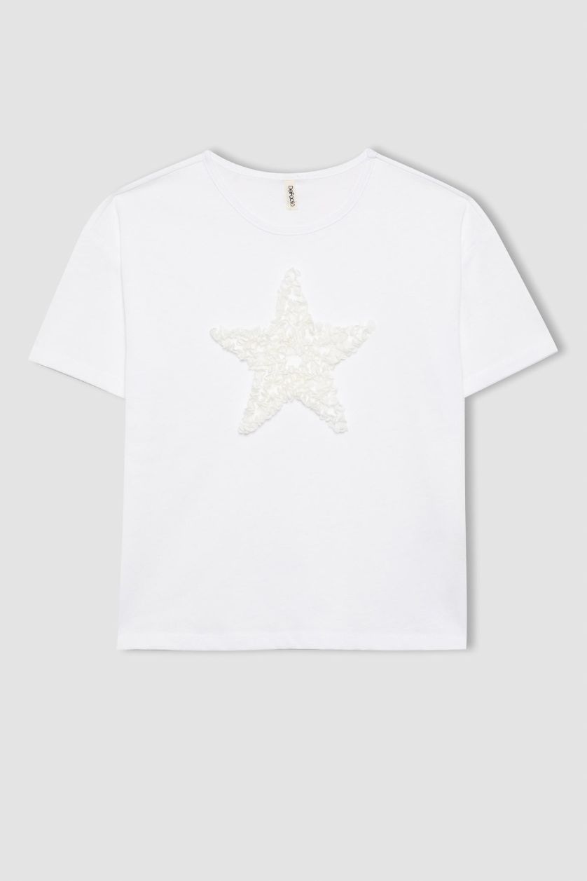 GIRLS & TEENS White Girl Relax Fit Crew Neck Short Sleeve White T-Shirt