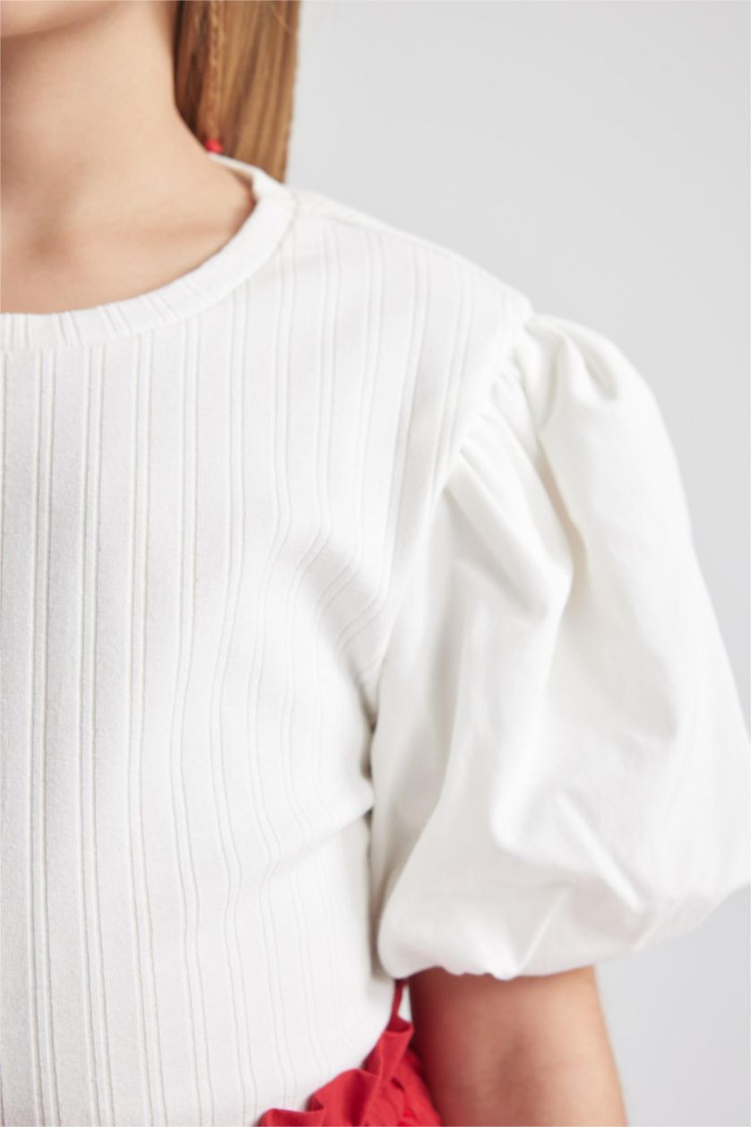 بنات اوف وايت تيشيرت نص ردن بناتي مضلع سليم فيت