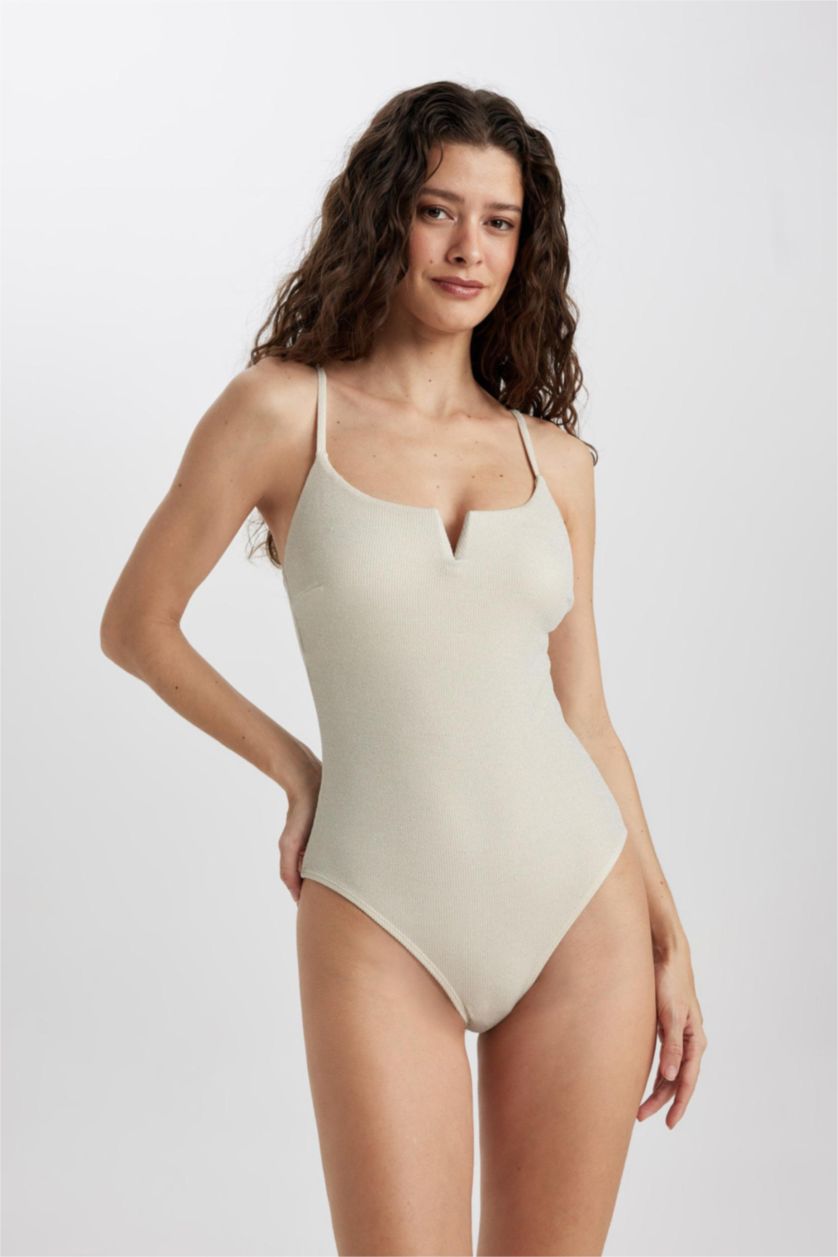WOMAN Ecru Regular Fit Swimsuit