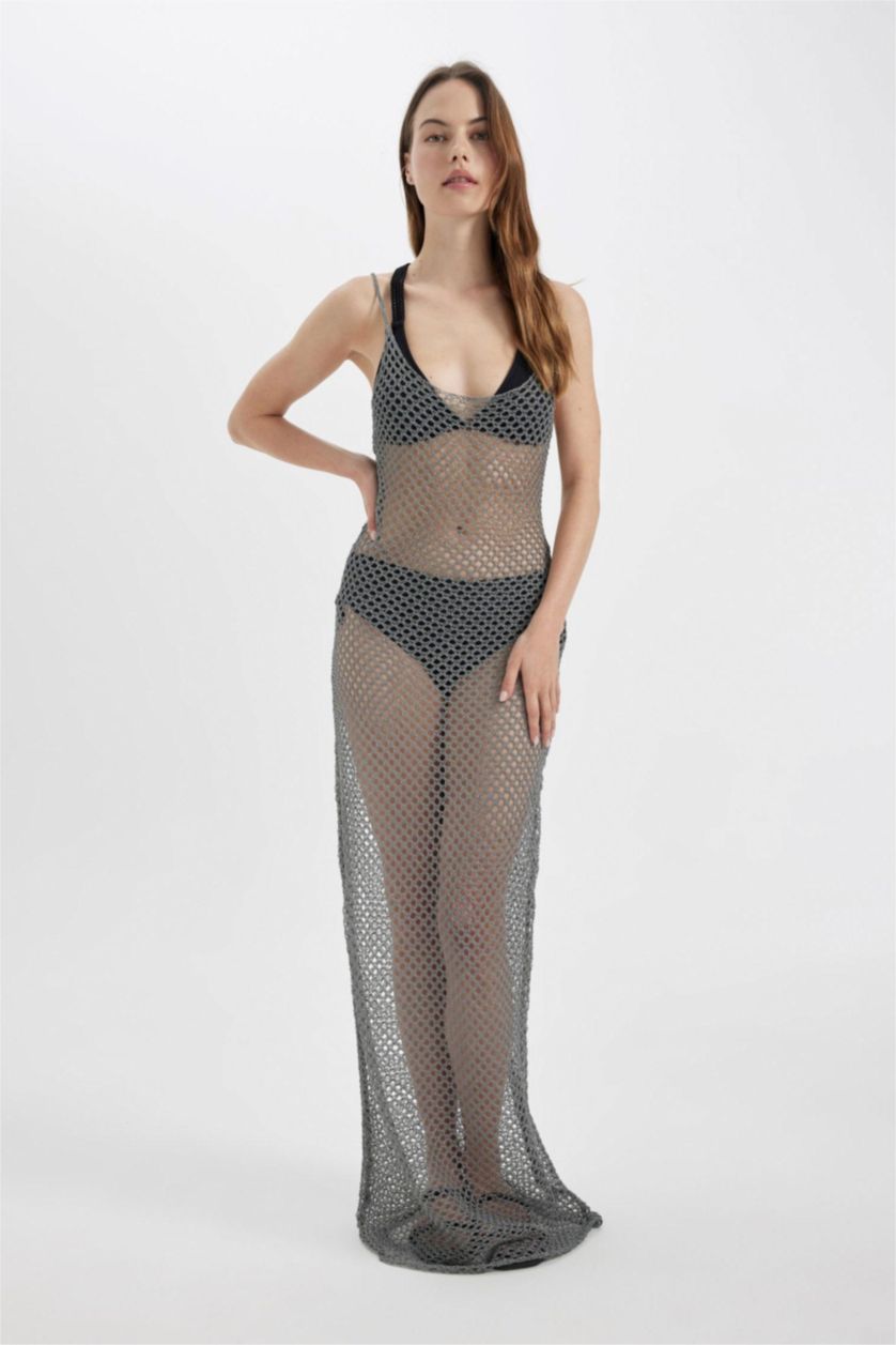 FEMME Gris Robe de Plage longue à Coupe Régulière