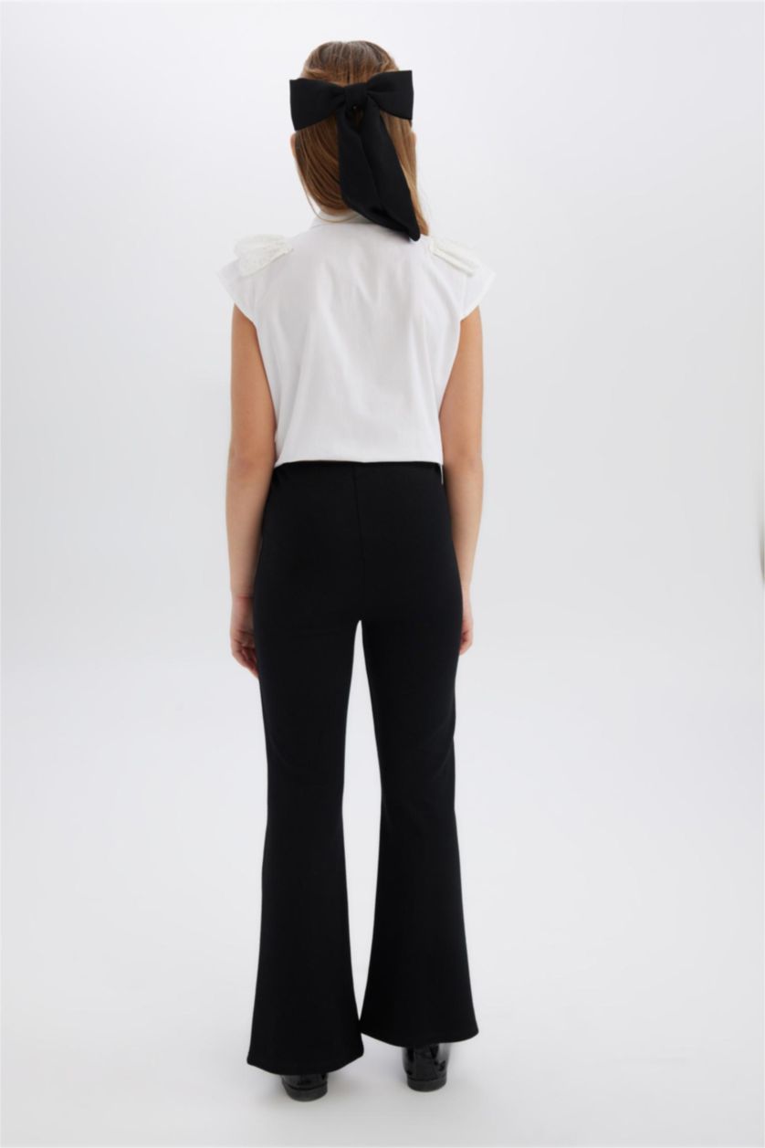 Kız Çocuk - Genç Kız Siyah Flare Fit Yırtmaçlı Pantolon Kız Çocuk