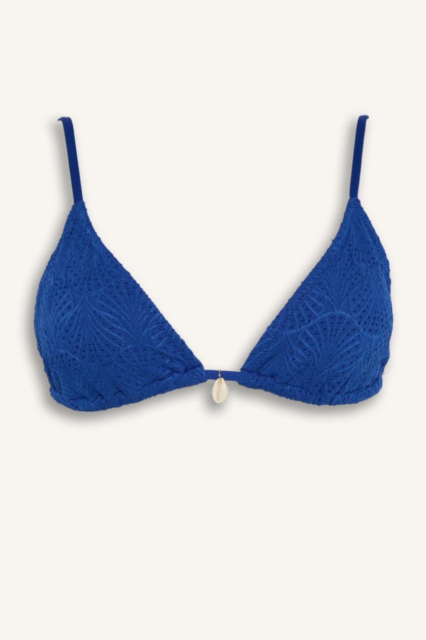 Әйелдерге Көк Regular Fit кестелі ришелье бикини үсті