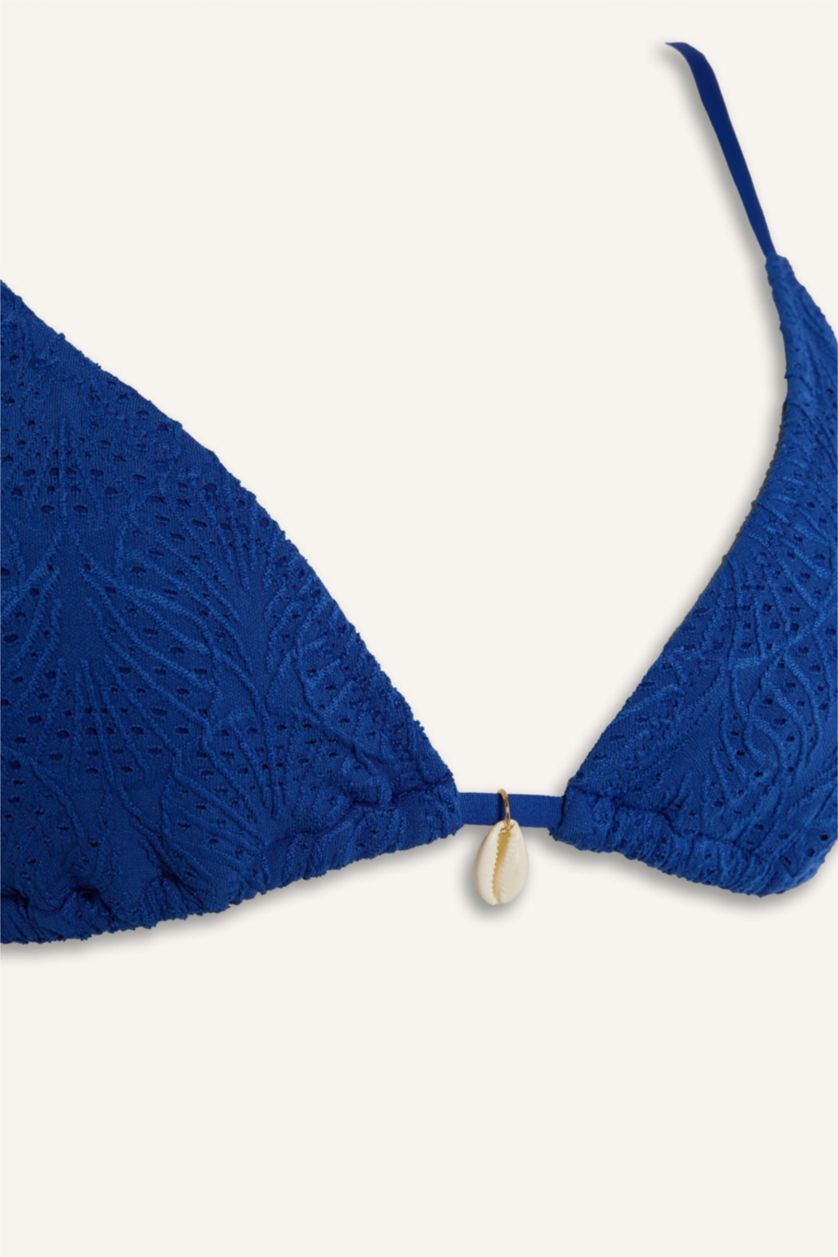 Әйелдерге Көк Regular Fit кестелі ришелье бикини үсті