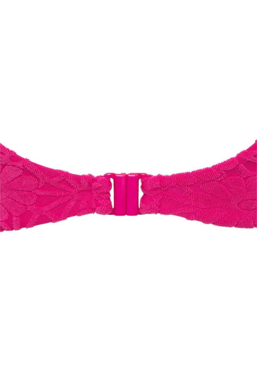 Kadın Koyu Pembe Regular Fit Çiçekli Jakarlı Bikini Üstü-Fall in Love