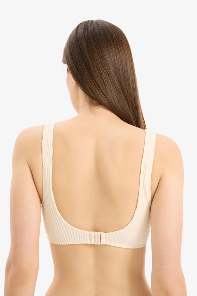 Kadın Ekru Regular Fit Bürümcük Bikini Üstü