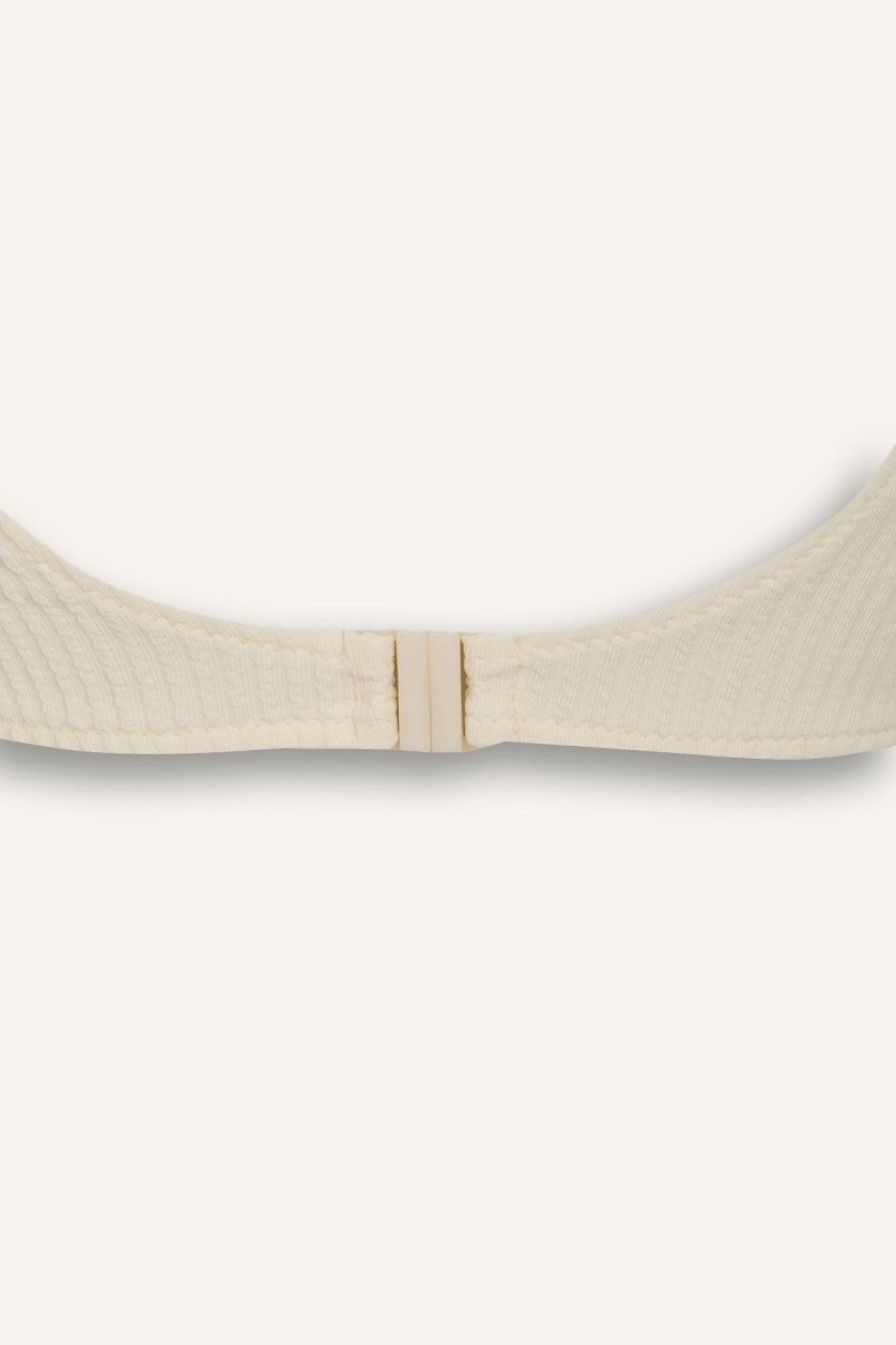 Kadın Ekru Regular Fit Bürümcük Bikini Üstü