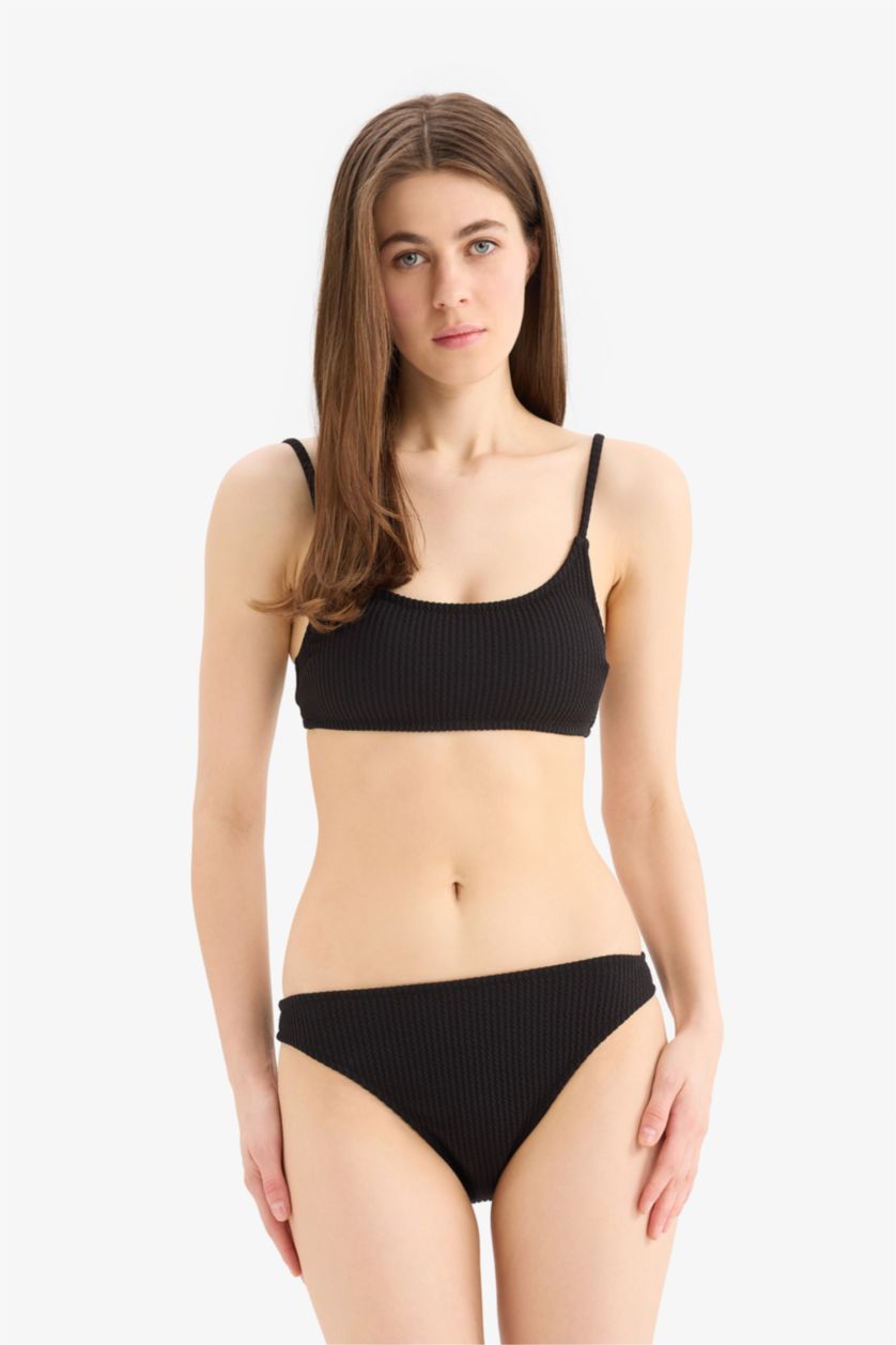 WOMAN Black Fall in Love Regular Fit Crepe Bikini Bottom